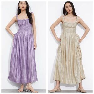 ISO & Other Stories Shirred Satin Midi Dress